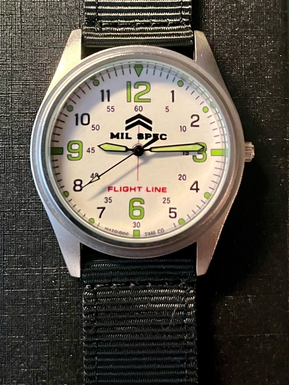 Mil-Spec Flight Line Men's Field Watch in White and Green